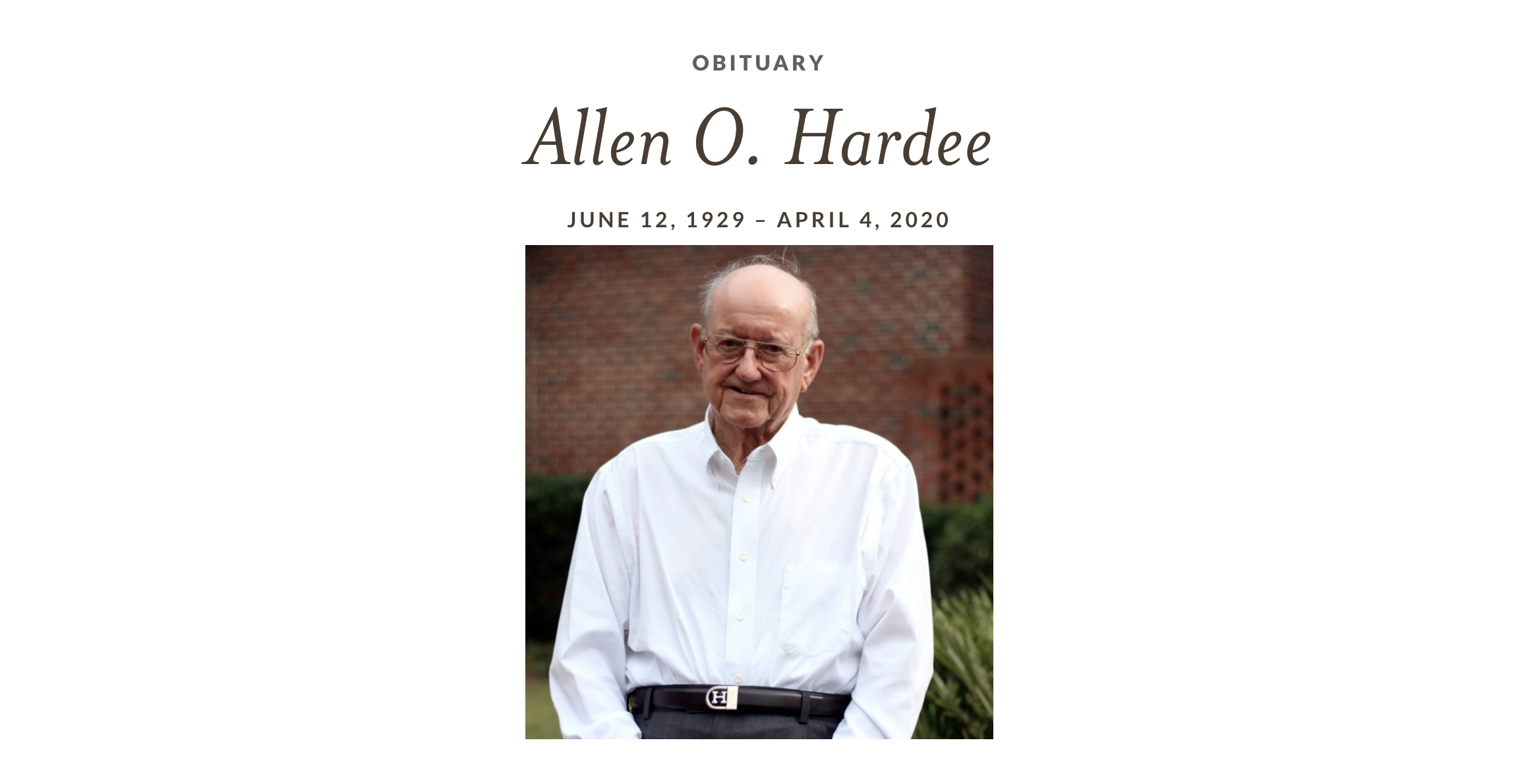 Obituary Allen O. Hardee